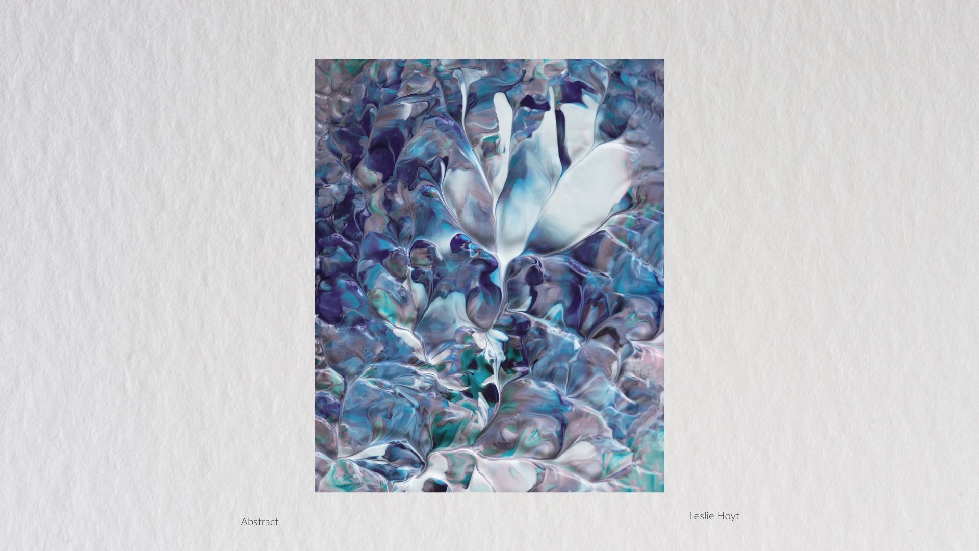 Blue and violet abstract with a pale flower form by student Leslie Hoyt