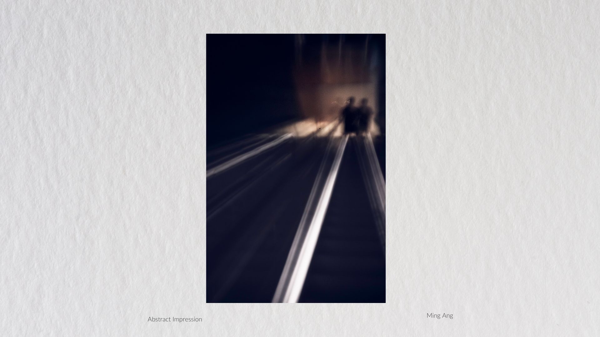 Dark figure at the end of a lit corridor, abstract impression by Ming Ang