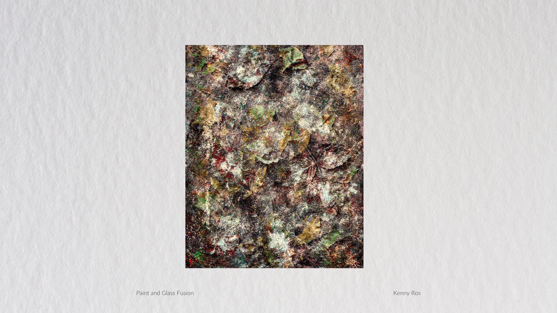 Dense paint and glass fusion abstract in earthy colours by Kenny Ros